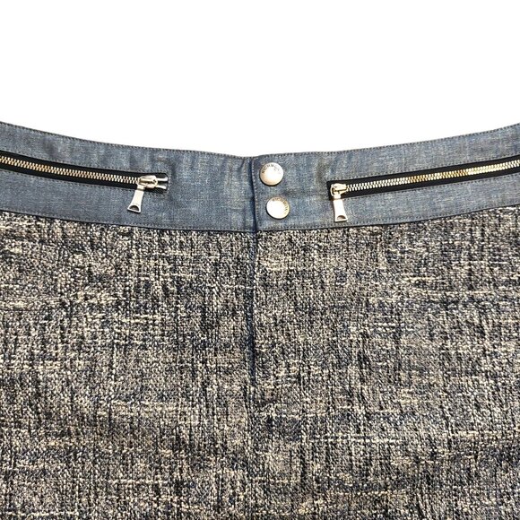 Richmond Light & Dark Blue Tweed Mini Skirt w/ Zipper Waist Band Sz 42 NWT - Picture 6 of 12